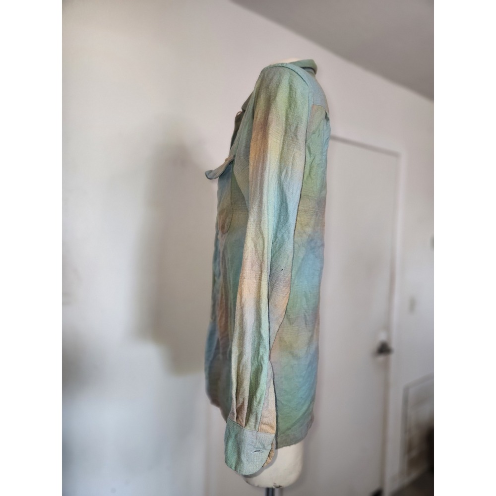 Pendleton VINTAGE Board Shirt Fitted S Blue Green Ombre Plaid USA Virgin Wool - Picture 2 of 8